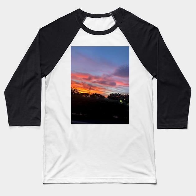 Sunset Over Burger King Parking Lot Two Baseball T-Shirt by imovrhere